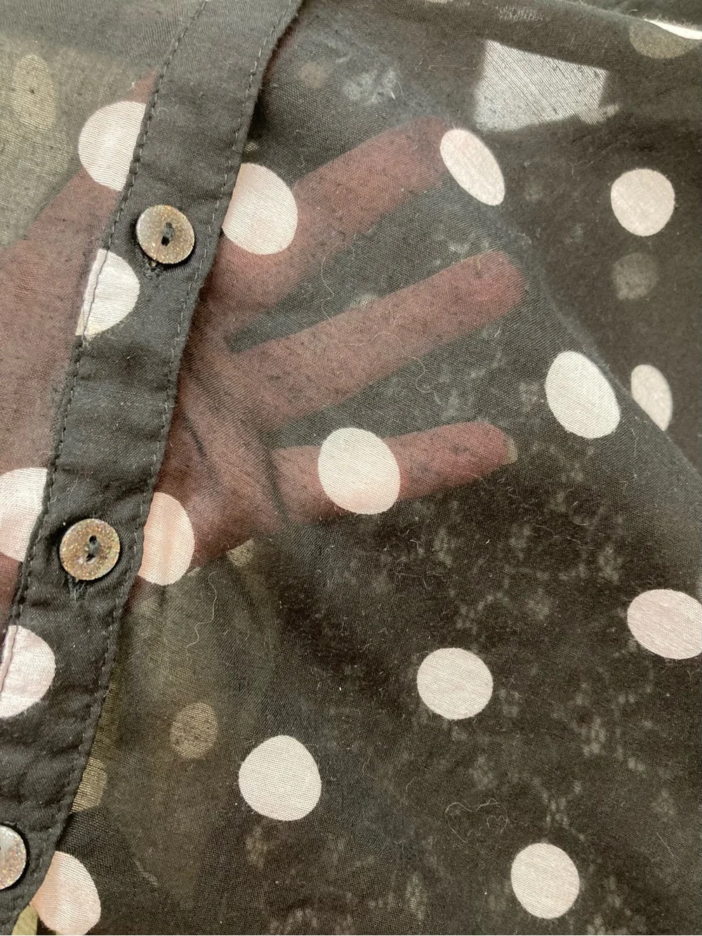 Justice Girls Black Polka Dot Button-Up Shirt with Embellished Collar Size 10